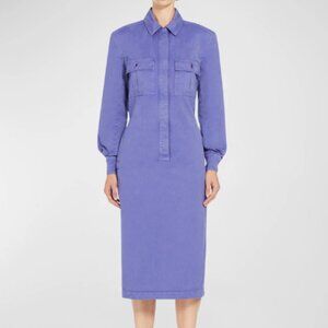 Max Mara Cennare Long-Sleeve Denim Midi Utility Shirtdress